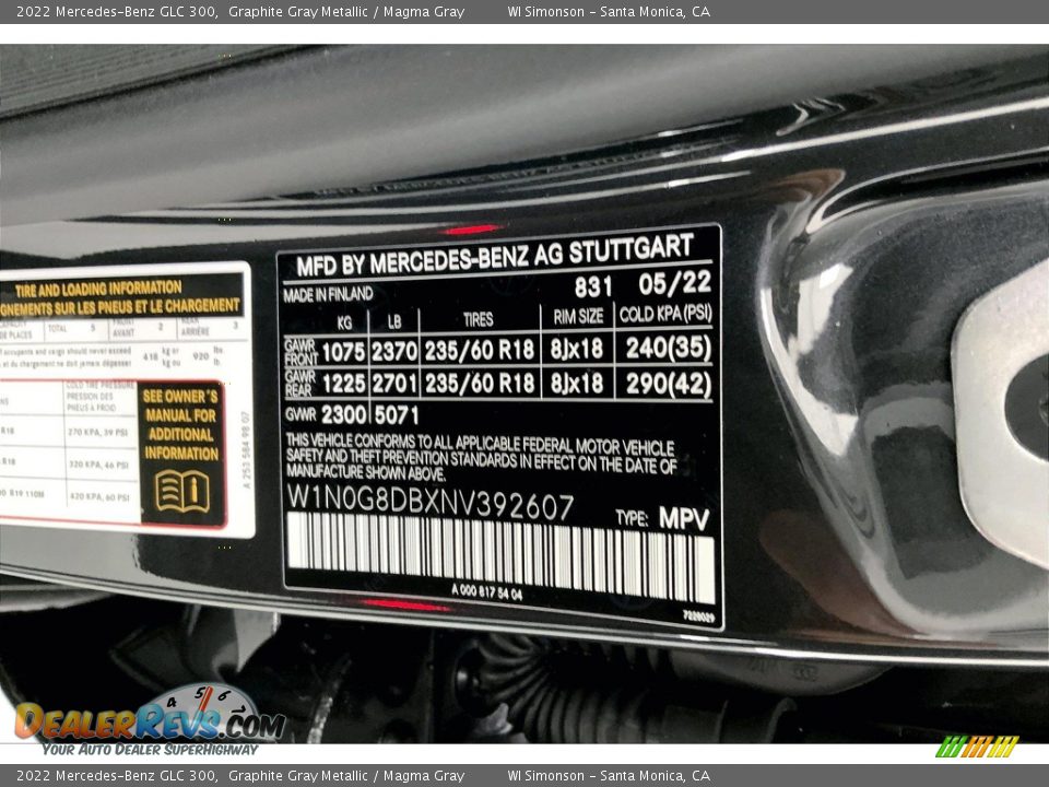 2022 Mercedes-Benz GLC 300 Graphite Gray Metallic / Magma Gray Photo #11