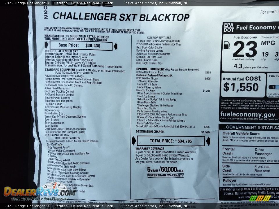 2022 Dodge Challenger SXT Blacktop Octane Red Pearl / Black Photo #26
