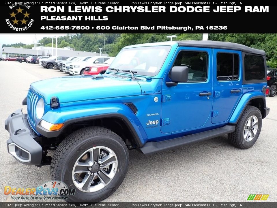 2022 Jeep Wrangler Unlimited Sahara 4x4 Hydro Blue Pearl / Black Photo #1