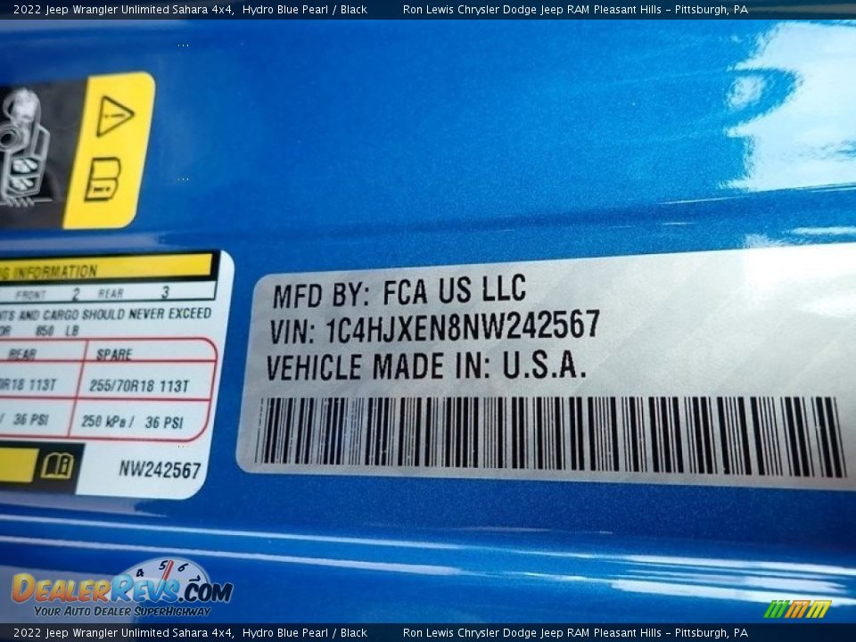 2022 Jeep Wrangler Unlimited Sahara 4x4 Hydro Blue Pearl / Black Photo #15