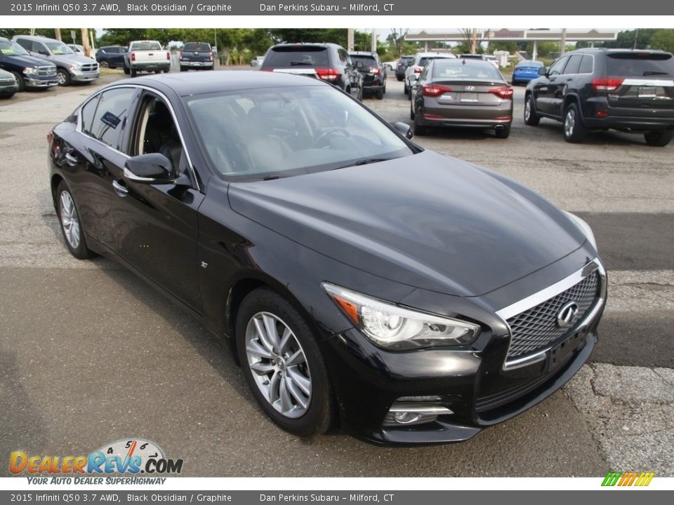 2015 Infiniti Q50 3.7 AWD Black Obsidian / Graphite Photo #3