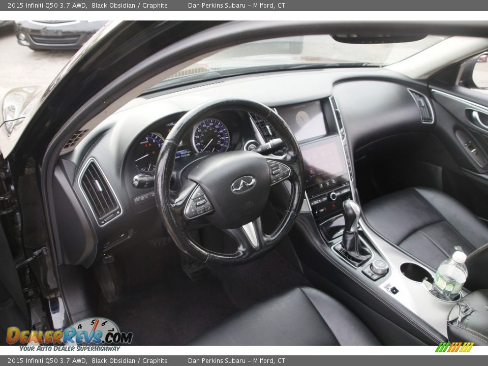 2015 Infiniti Q50 3.7 AWD Black Obsidian / Graphite Photo #10