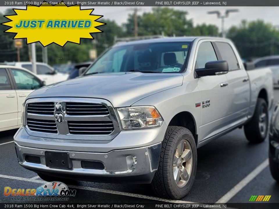 2018 Ram 1500 Big Horn Crew Cab 4x4 Bright Silver Metallic / Black/Diesel Gray Photo #1