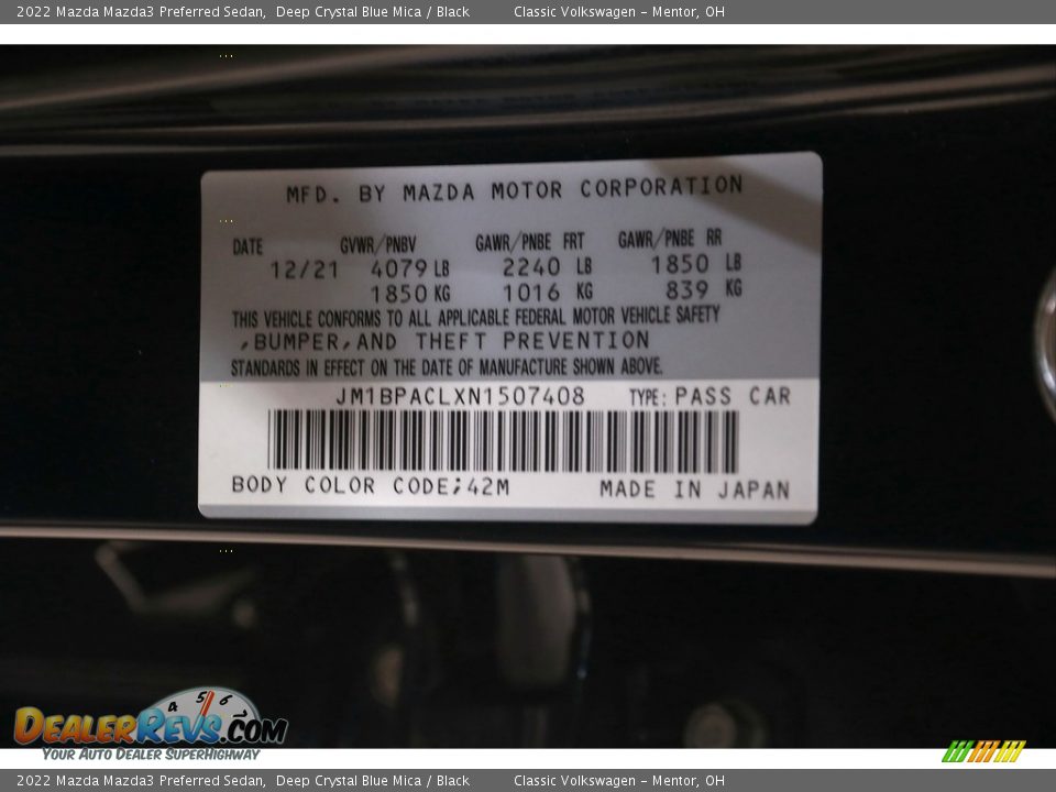 2022 Mazda Mazda3 Preferred Sedan Deep Crystal Blue Mica / Black Photo #26