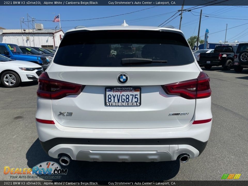 2021 BMW X3 sDrive30i Alpine White / Canberra Beige/Black Photo #6