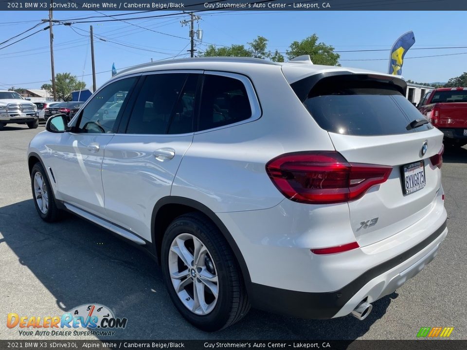 2021 BMW X3 sDrive30i Alpine White / Canberra Beige/Black Photo #7