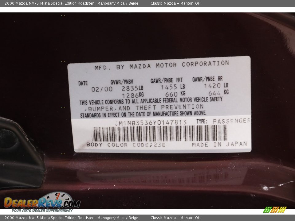 2000 Mazda MX-5 Miata Special Edition Roadster Mahogany Mica / Beige Photo #19