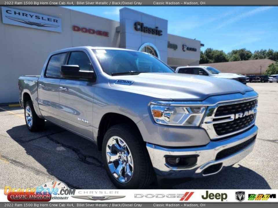 2022 Ram 1500 Big Horn Crew Cab 4x4 Billet Silver Metallic / Black/Diesel Gray Photo #1