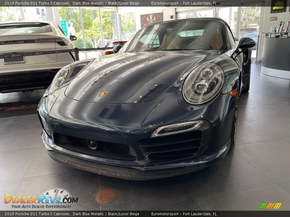 2016 Porsche 911 Turbo S Cabriolet Dark Blue Metallic / Black/Luxor Beige Photo #1