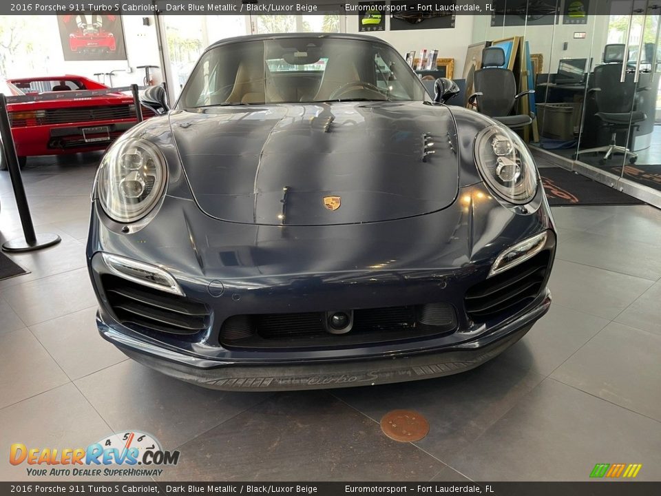 2016 Porsche 911 Turbo S Cabriolet Dark Blue Metallic / Black/Luxor Beige Photo #3