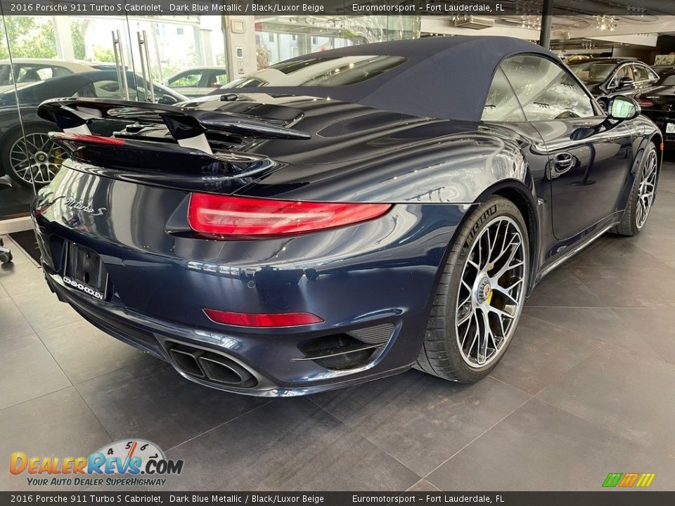 2016 Porsche 911 Turbo S Cabriolet Dark Blue Metallic / Black/Luxor Beige Photo #4