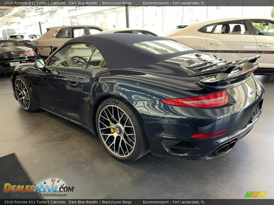 2016 Porsche 911 Turbo S Cabriolet Dark Blue Metallic / Black/Luxor Beige Photo #6