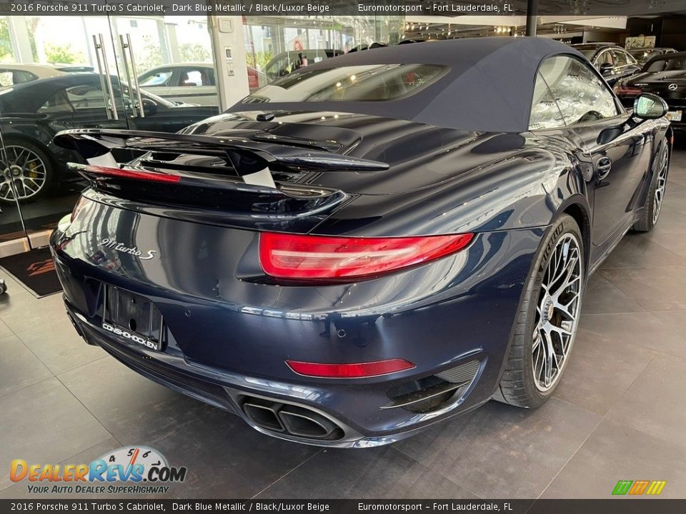 2016 Porsche 911 Turbo S Cabriolet Dark Blue Metallic / Black/Luxor Beige Photo #7