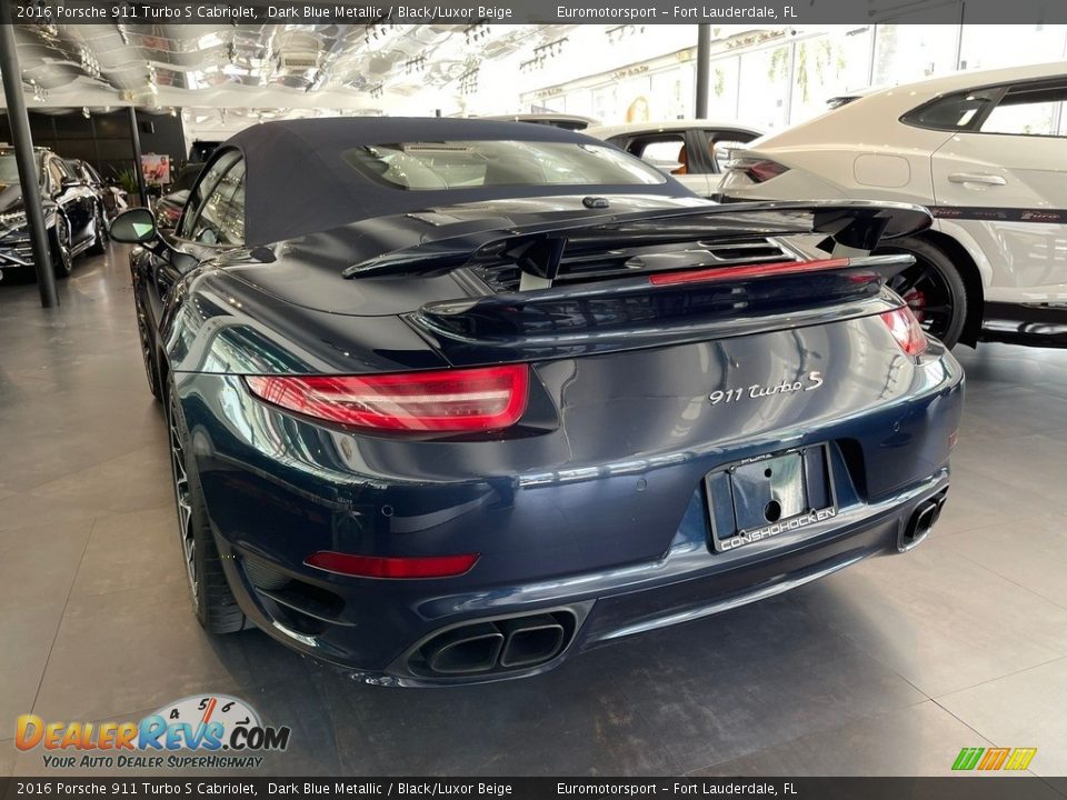 2016 Porsche 911 Turbo S Cabriolet Dark Blue Metallic / Black/Luxor Beige Photo #8