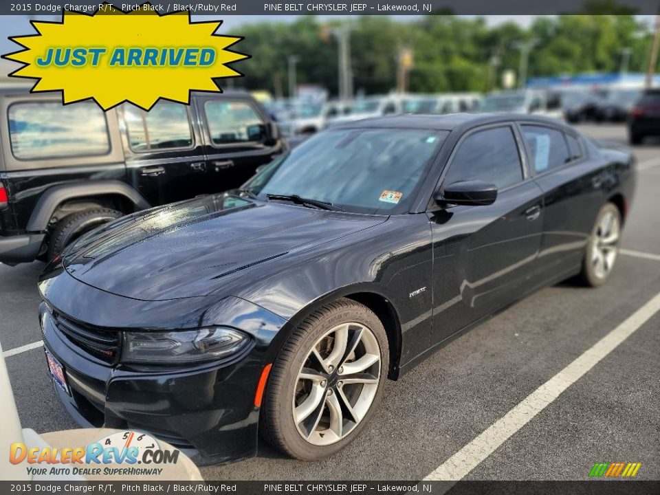 2015 Dodge Charger R/T Pitch Black / Black/Ruby Red Photo #1