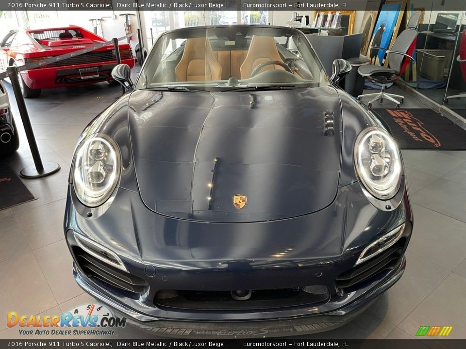 2016 Porsche 911 Turbo S Cabriolet Dark Blue Metallic / Black/Luxor Beige Photo #15