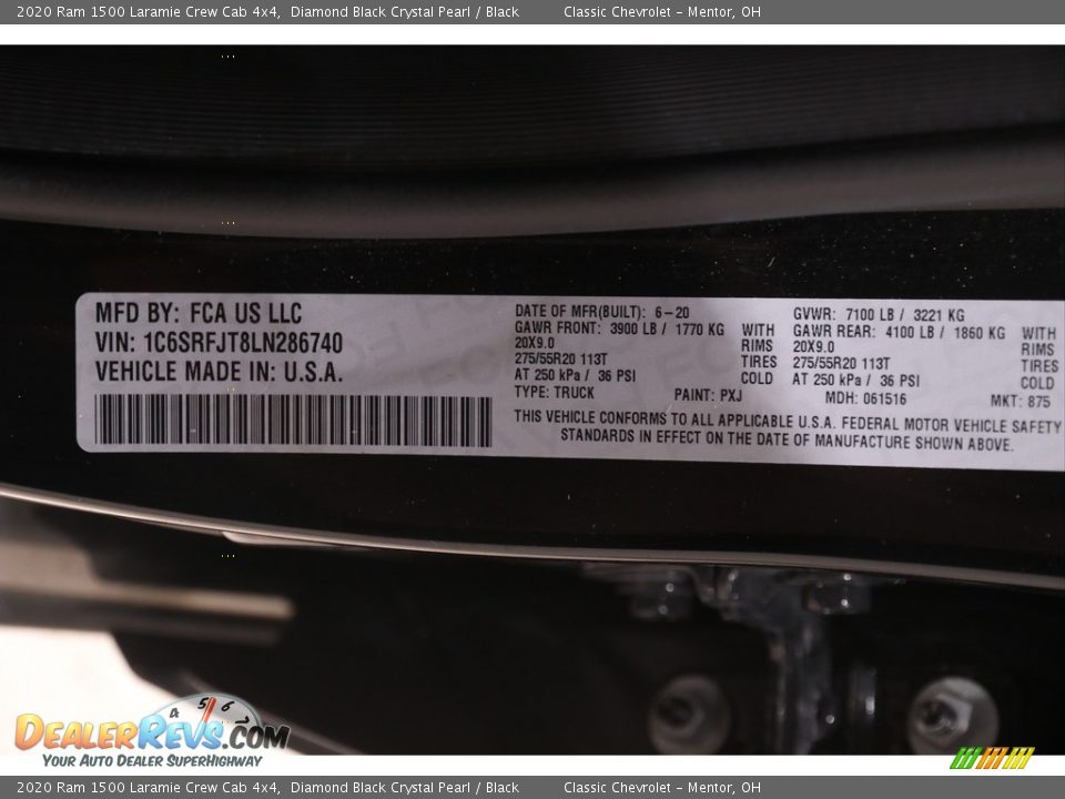 2020 Ram 1500 Laramie Crew Cab 4x4 Diamond Black Crystal Pearl / Black Photo #24