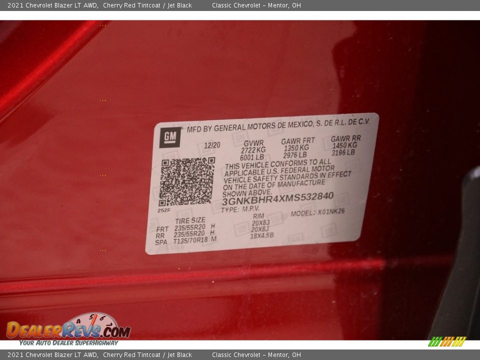 2021 Chevrolet Blazer LT AWD Cherry Red Tintcoat / Jet Black Photo #21