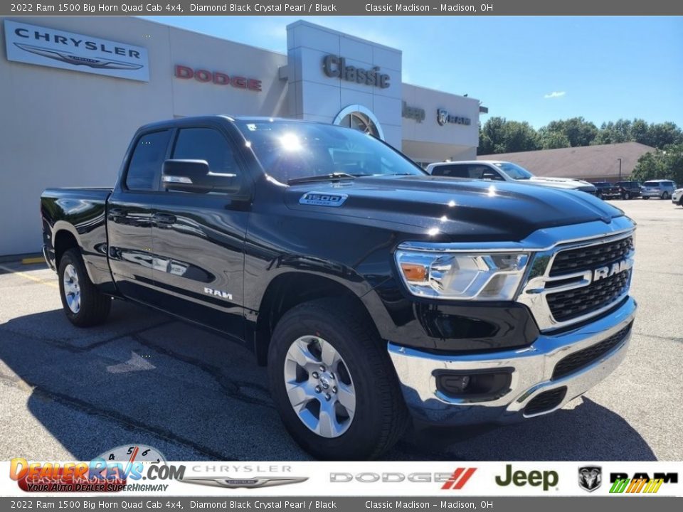 2022 Ram 1500 Big Horn Quad Cab 4x4 Diamond Black Crystal Pearl / Black Photo #1
