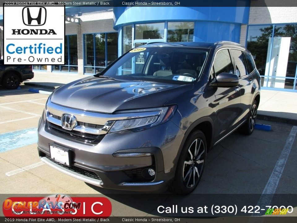 2019 Honda Pilot Elite AWD Modern Steel Metallic / Black Photo #1