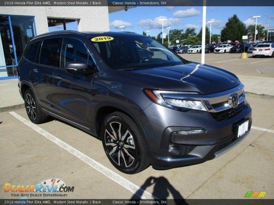 2019 Honda Pilot Elite AWD Modern Steel Metallic / Black Photo #3