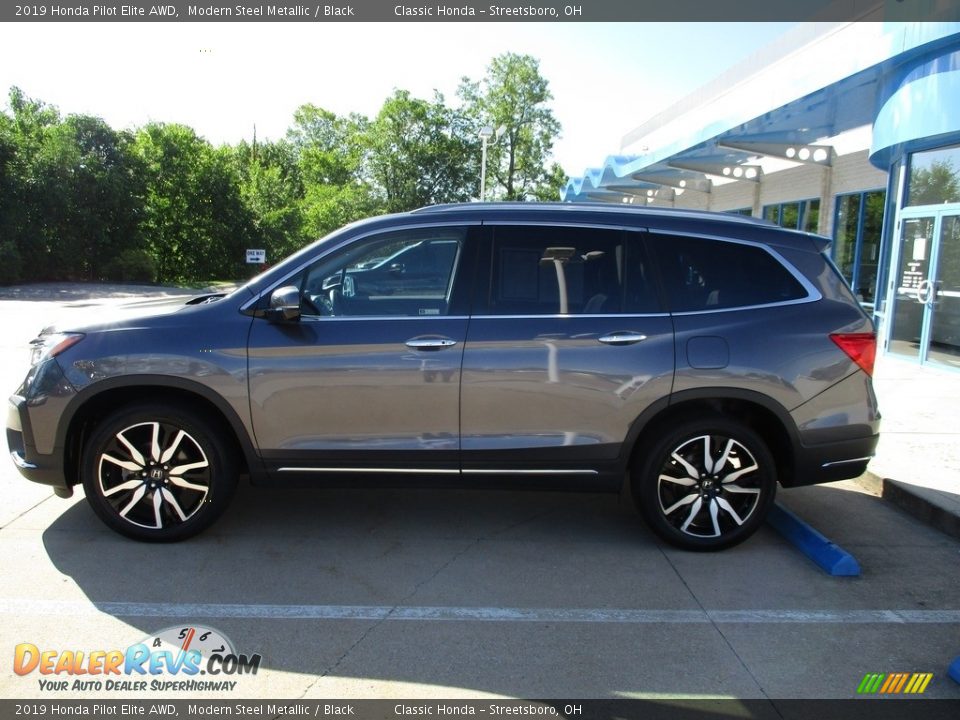 2019 Honda Pilot Elite AWD Modern Steel Metallic / Black Photo #11