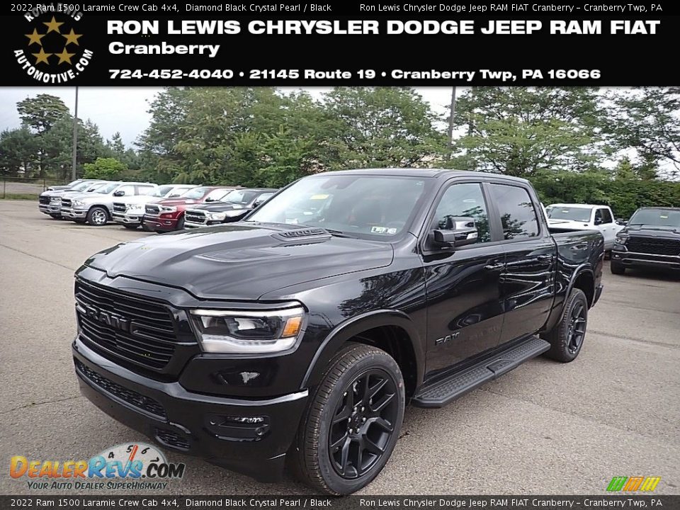 2022 Ram 1500 Laramie Crew Cab 4x4 Diamond Black Crystal Pearl / Black Photo #1