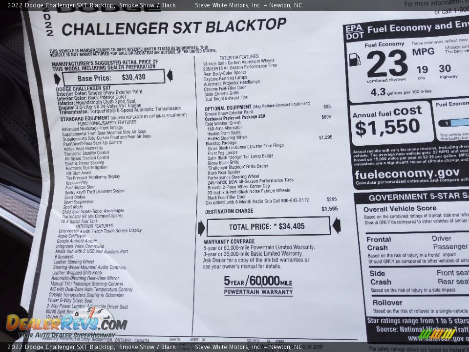 2022 Dodge Challenger SXT Blacktop Smoke Show / Black Photo #23
