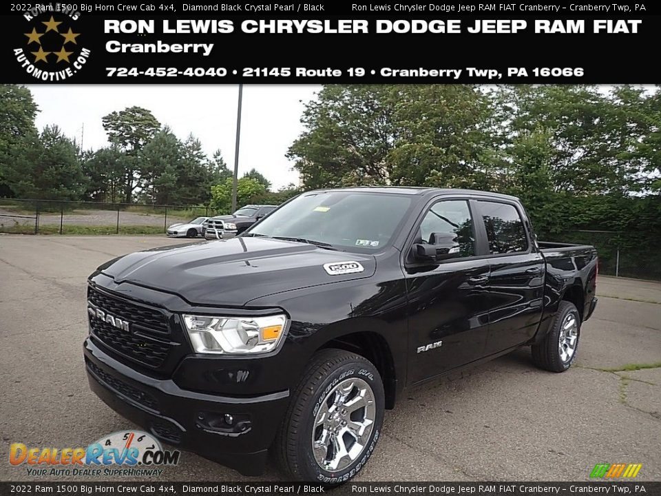 2022 Ram 1500 Big Horn Crew Cab 4x4 Diamond Black Crystal Pearl / Black Photo #1