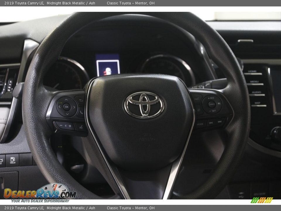 2019 Toyota Camry LE Midnight Black Metallic / Ash Photo #7