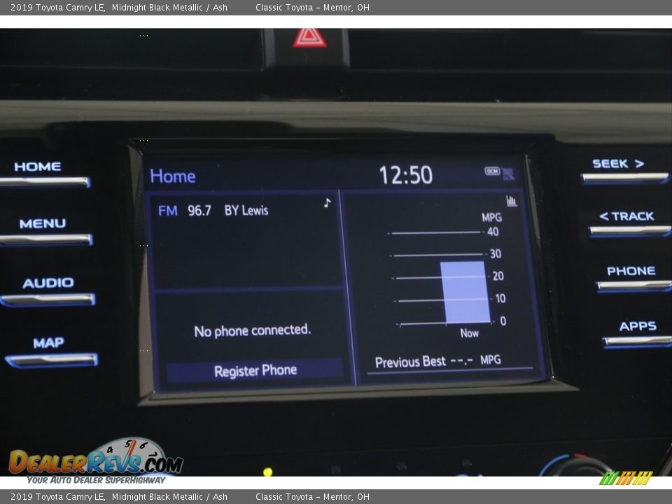 2019 Toyota Camry LE Midnight Black Metallic / Ash Photo #10