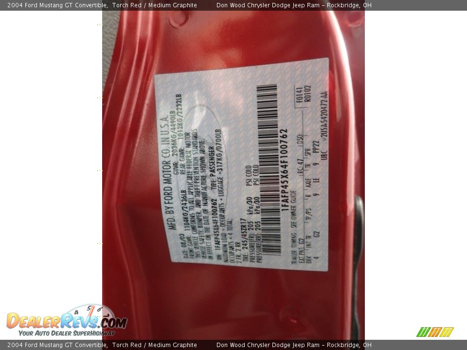2004 Ford Mustang GT Convertible Torch Red / Medium Graphite Photo #26
