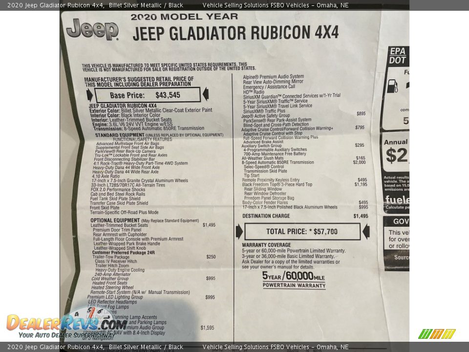 2020 Jeep Gladiator Rubicon 4x4 Billet Silver Metallic / Black Photo #34