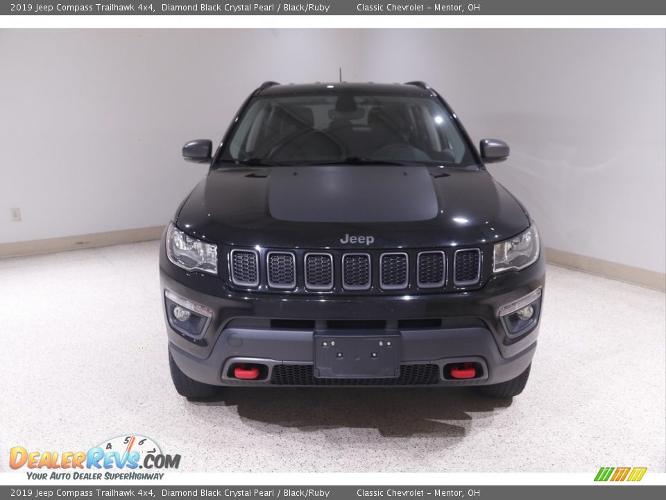 2019 Jeep Compass Trailhawk 4x4 Diamond Black Crystal Pearl / Black/Ruby Photo #2