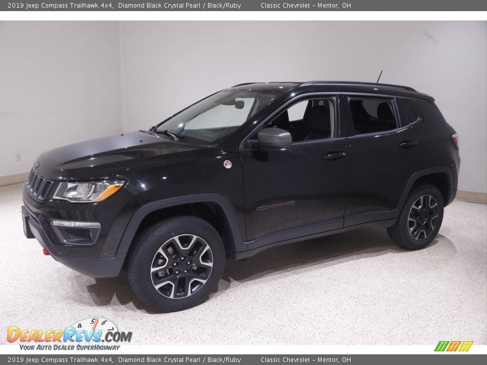 2019 Jeep Compass Trailhawk 4x4 Diamond Black Crystal Pearl / Black/Ruby Photo #3