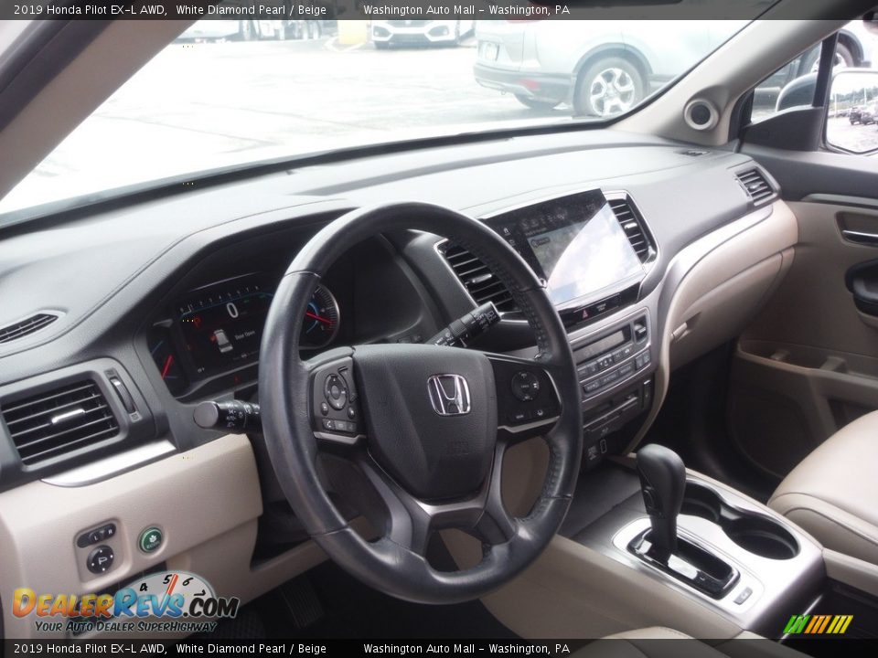 2019 Honda Pilot EX-L AWD White Diamond Pearl / Beige Photo #15