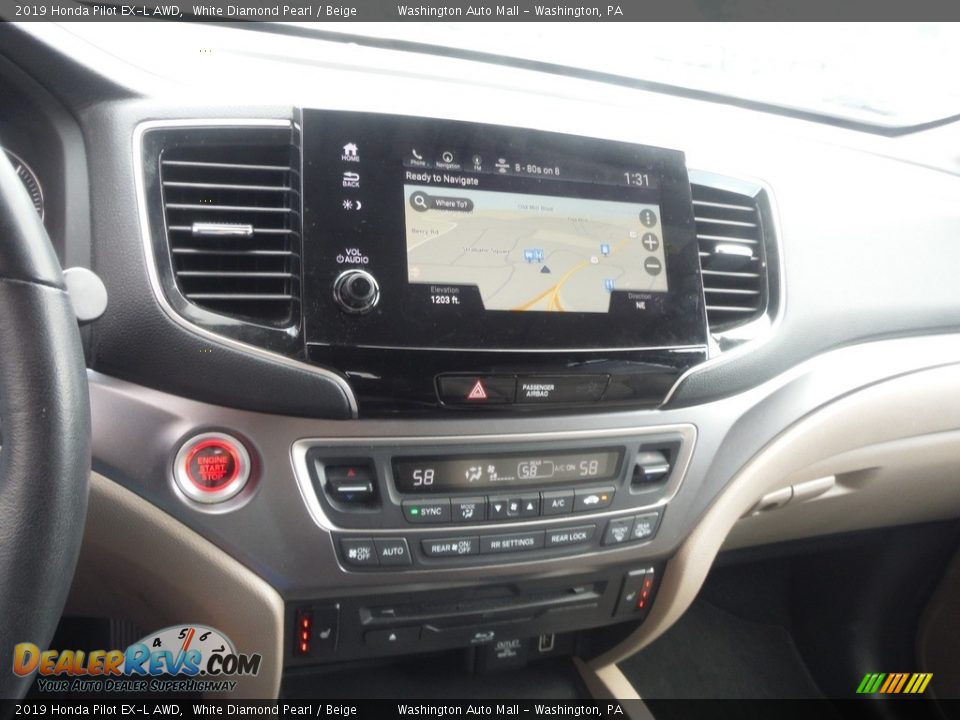 2019 Honda Pilot EX-L AWD White Diamond Pearl / Beige Photo #22