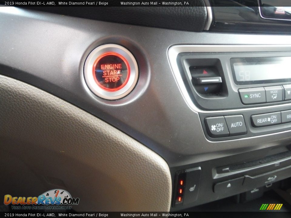 2019 Honda Pilot EX-L AWD White Diamond Pearl / Beige Photo #23