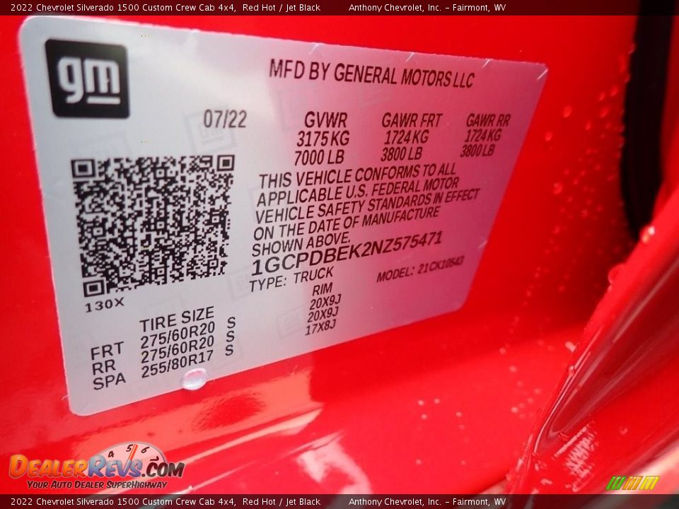 2022 Chevrolet Silverado 1500 Custom Crew Cab 4x4 Red Hot / Jet Black Photo #15