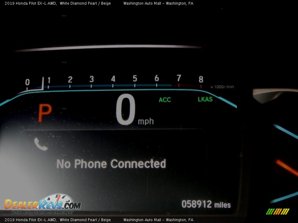 2019 Honda Pilot EX-L AWD White Diamond Pearl / Beige Photo #35
