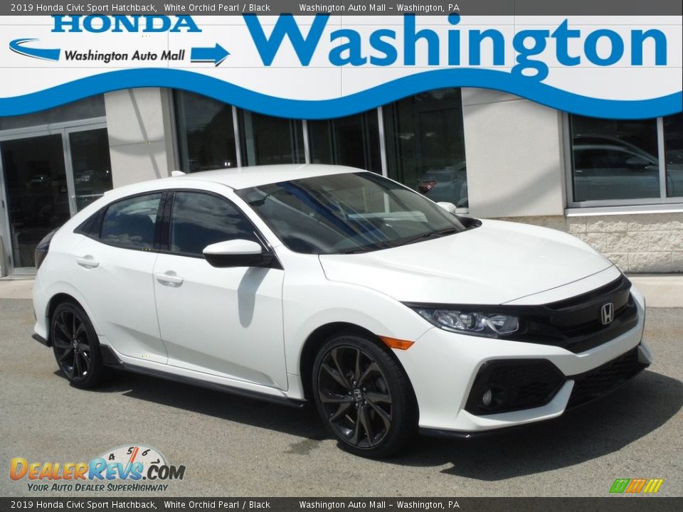 2019 Honda Civic Sport Hatchback White Orchid Pearl / Black Photo #1