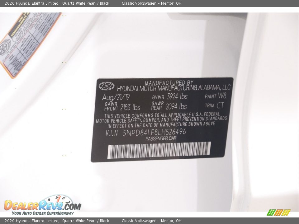 2020 Hyundai Elantra Limited Quartz White Pearl / Black Photo #19