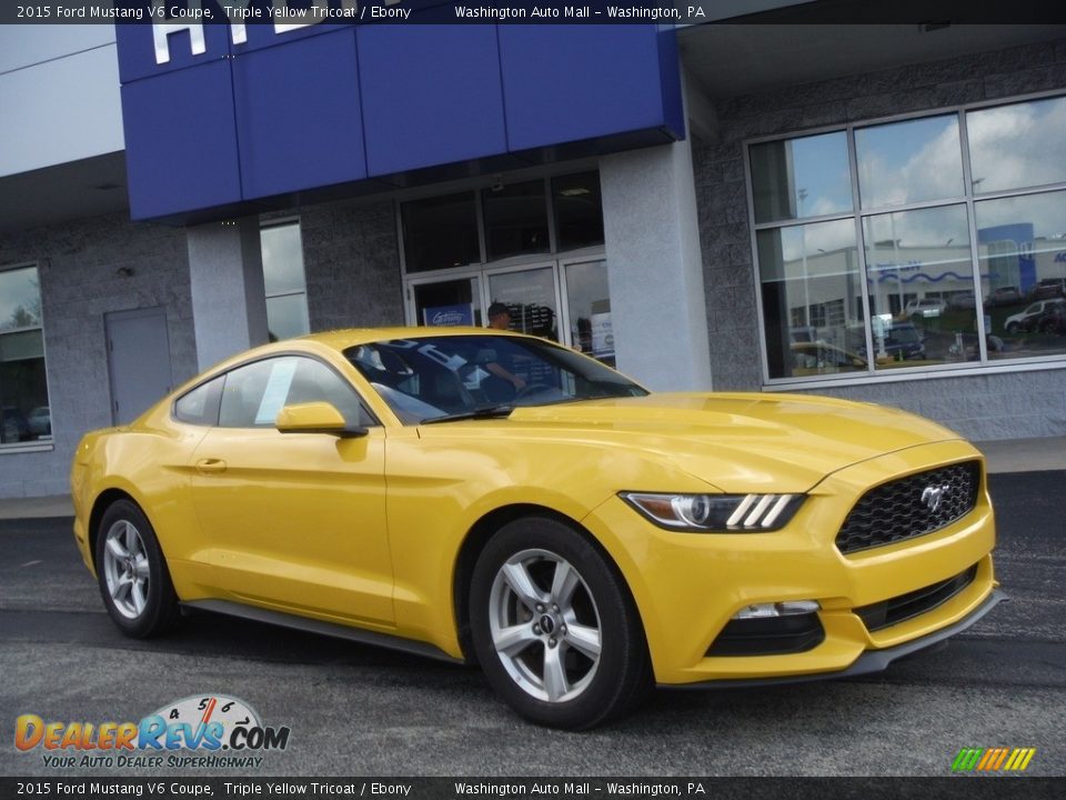 2015 Ford Mustang V6 Coupe Triple Yellow Tricoat / Ebony Photo #1