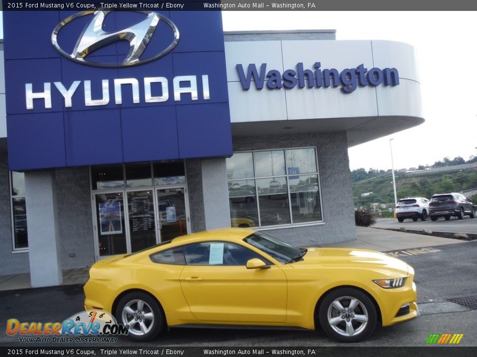 2015 Ford Mustang V6 Coupe Triple Yellow Tricoat / Ebony Photo #2