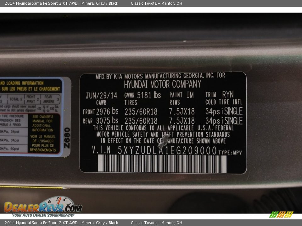 2014 Hyundai Santa Fe Sport 2.0T AWD Mineral Gray / Black Photo #21