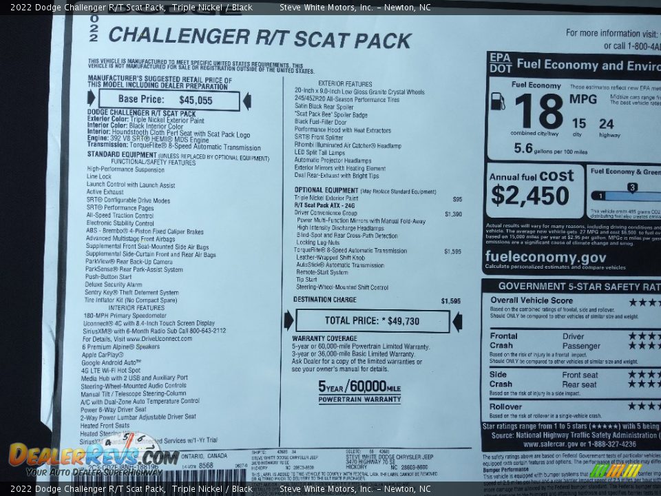 2022 Dodge Challenger R/T Scat Pack Triple Nickel / Black Photo #26