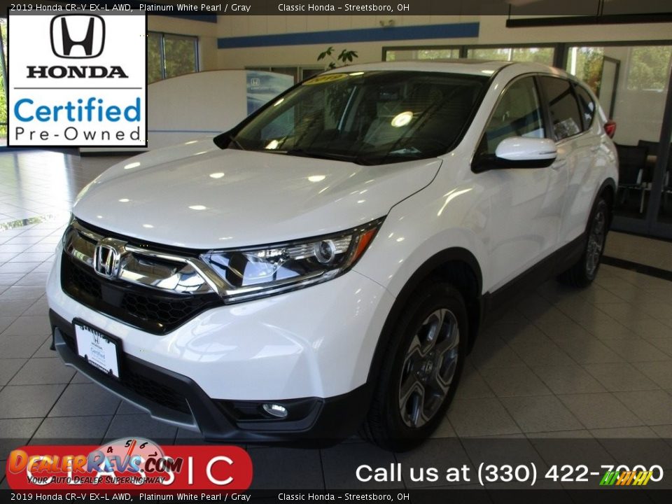 2019 Honda CR-V EX-L AWD Platinum White Pearl / Gray Photo #1