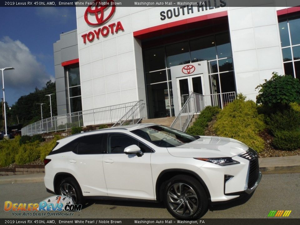 2019 Lexus RX 450hL AWD Eminent White Pearl / Noble Brown Photo #2