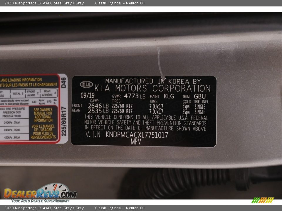 2020 Kia Sportage LX AWD Steel Gray / Gray Photo #20