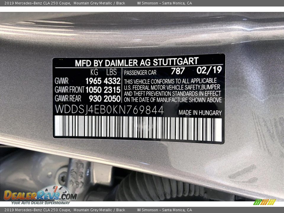 2019 Mercedes-Benz CLA 250 Coupe Mountain Grey Metallic / Black Photo #33